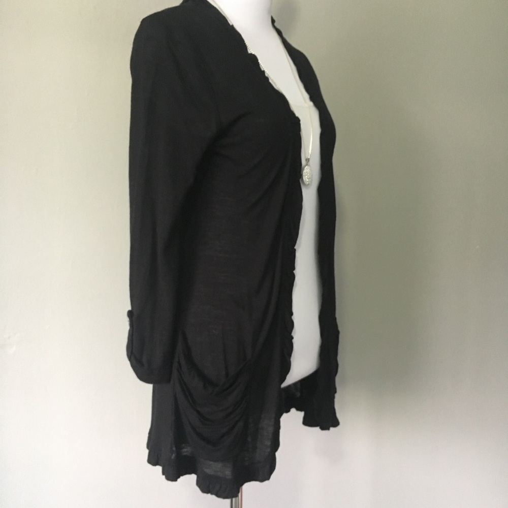 Pink Rose Ruffled Trim Open Cardigan - Picture 2 of 8